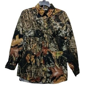 Game Winner BREAK UP MOSSY OAK Camouflage Button Down Roll Tab Shirt Youth SZ  L